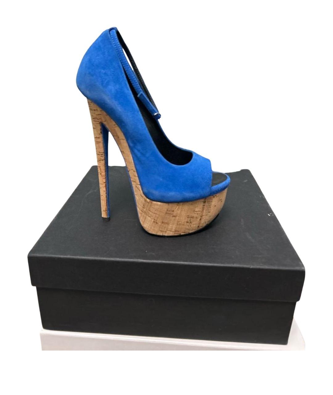 GIUSEPPE ZANOTTI DESIGN Синие замшевые туфли, фото 6