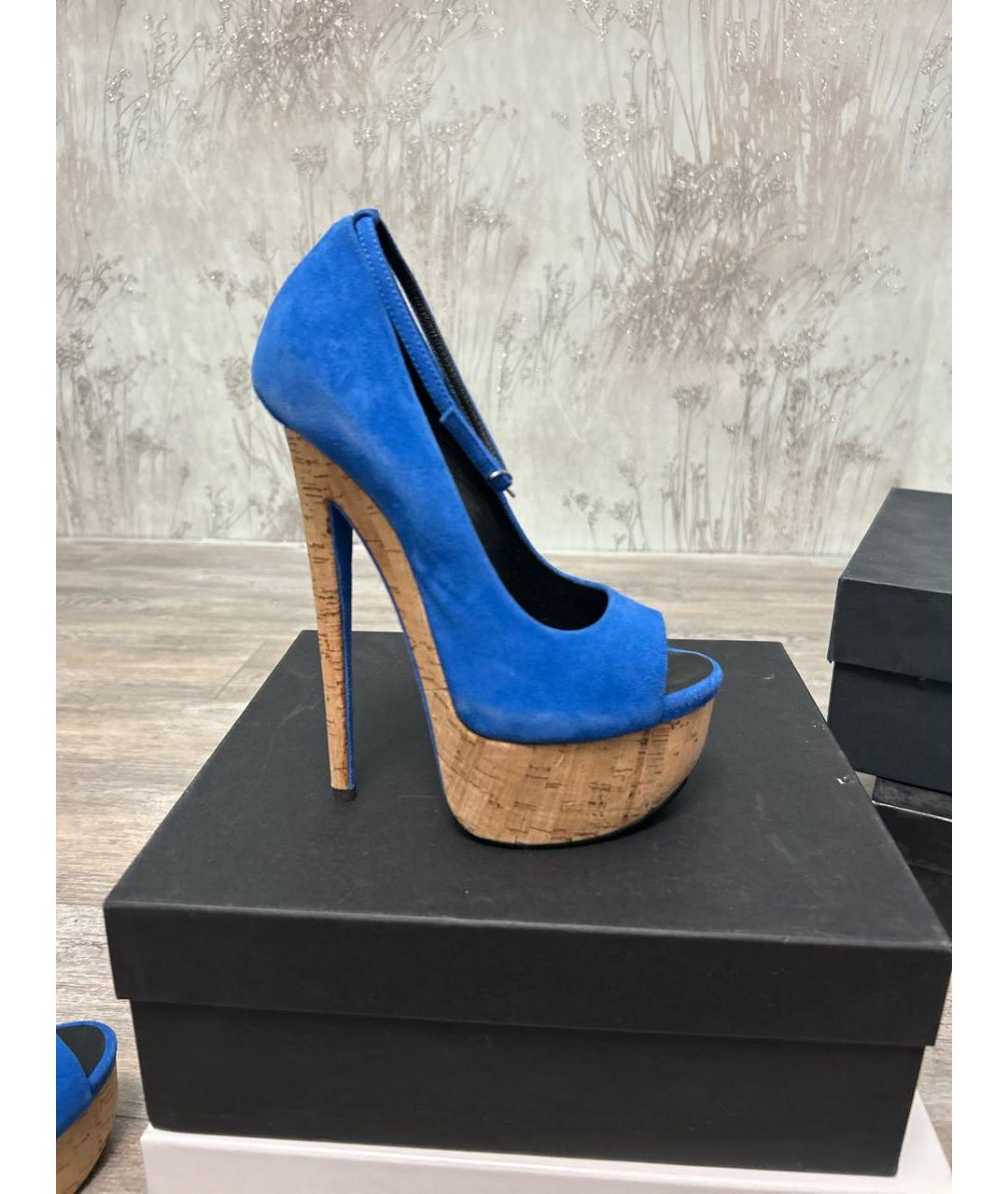 GIUSEPPE ZANOTTI DESIGN Синие замшевые туфли, фото 5