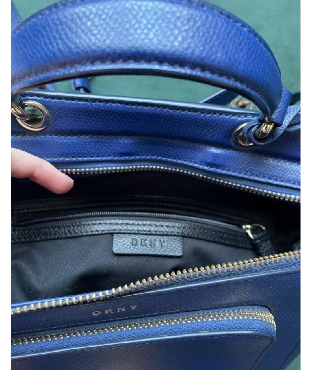 DKNY Синяя кожаная сумка через плечо, фото 3