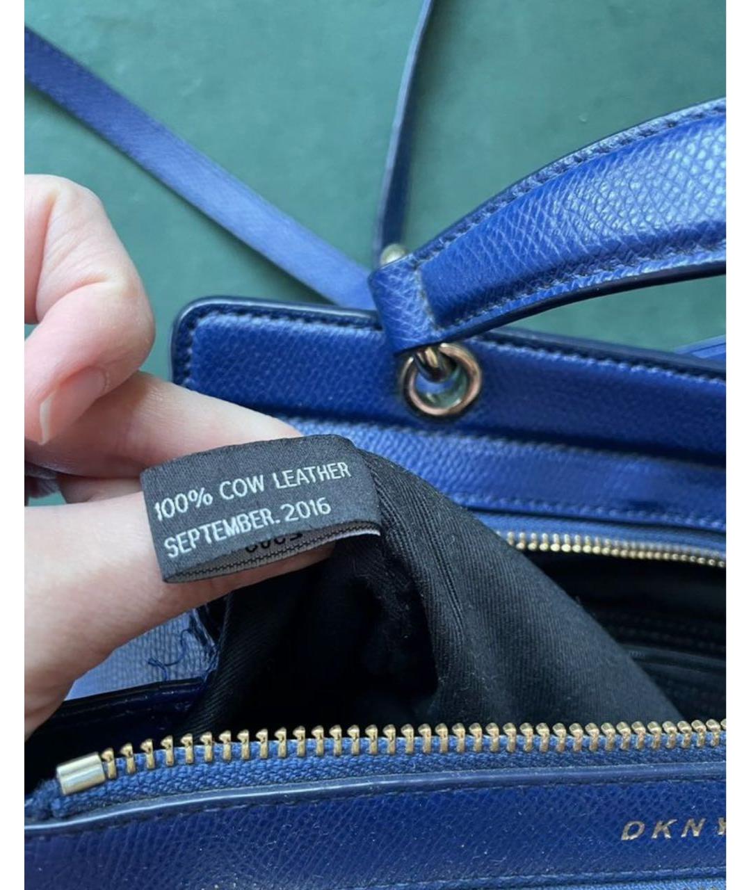 DKNY Синяя кожаная сумка через плечо, фото 5