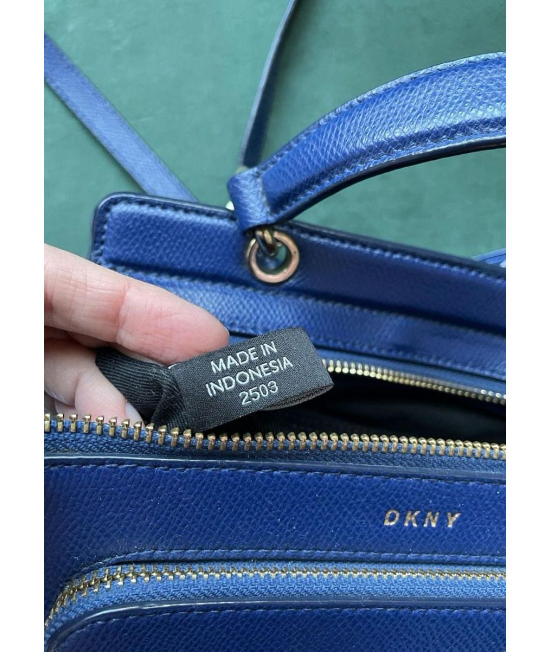 DKNY Синяя кожаная сумка через плечо, фото 6