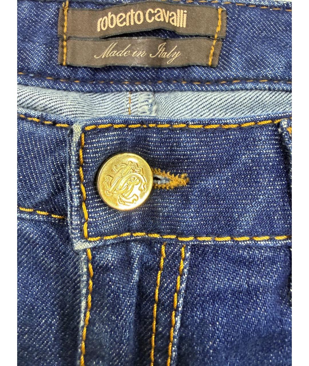 ROBERTO CAVALLI Синие хлопко-эластановые джинсы клеш, фото 4