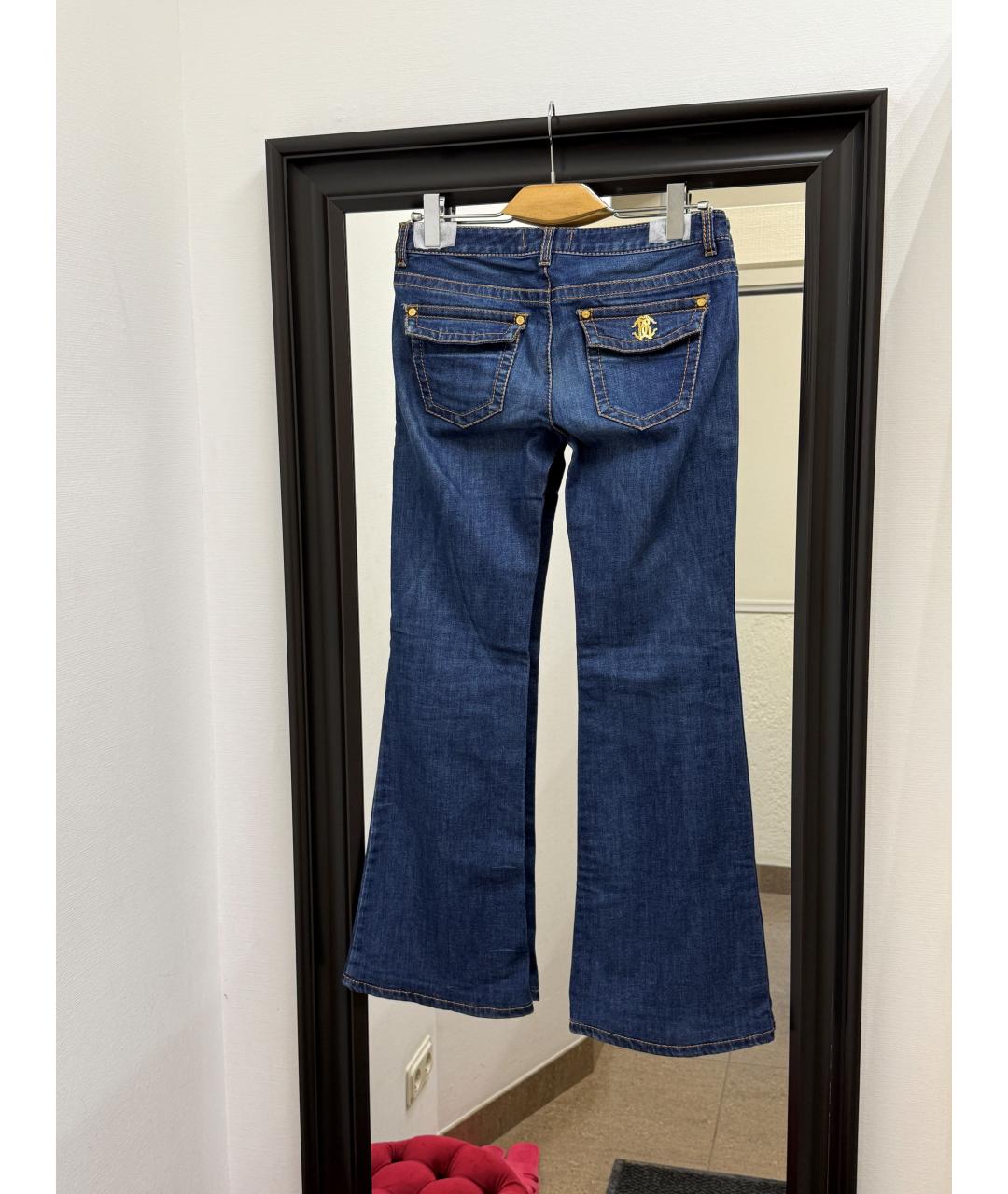 ROBERTO CAVALLI Синие хлопко-эластановые джинсы клеш, фото 3