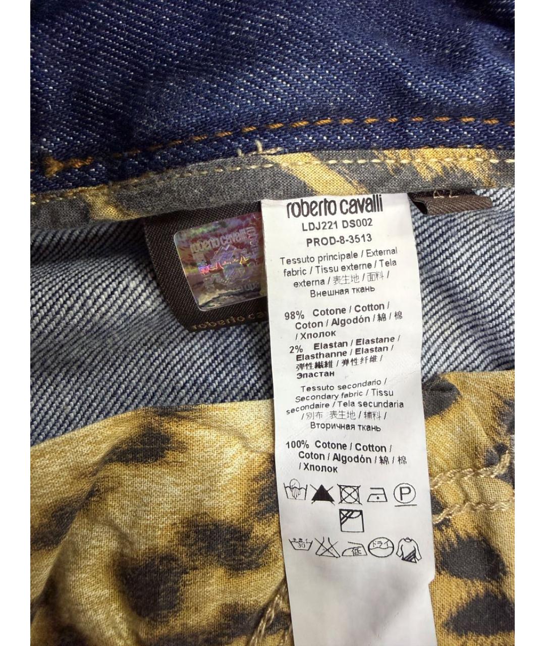 ROBERTO CAVALLI Синие хлопко-эластановые джинсы клеш, фото 6