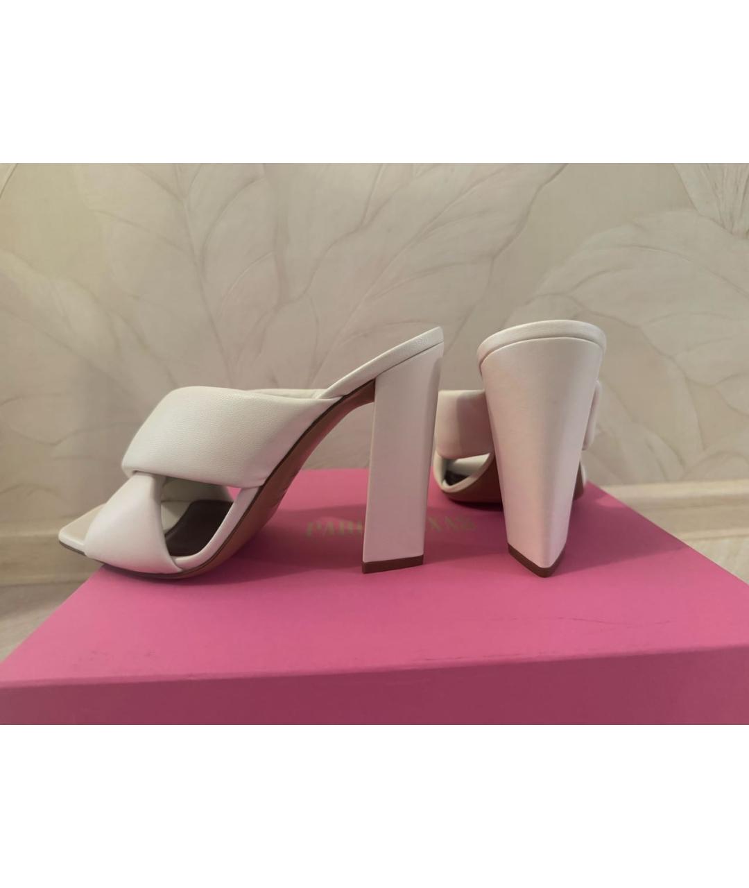 PARIS TEXAS Белые кожаные сабо, фото 4