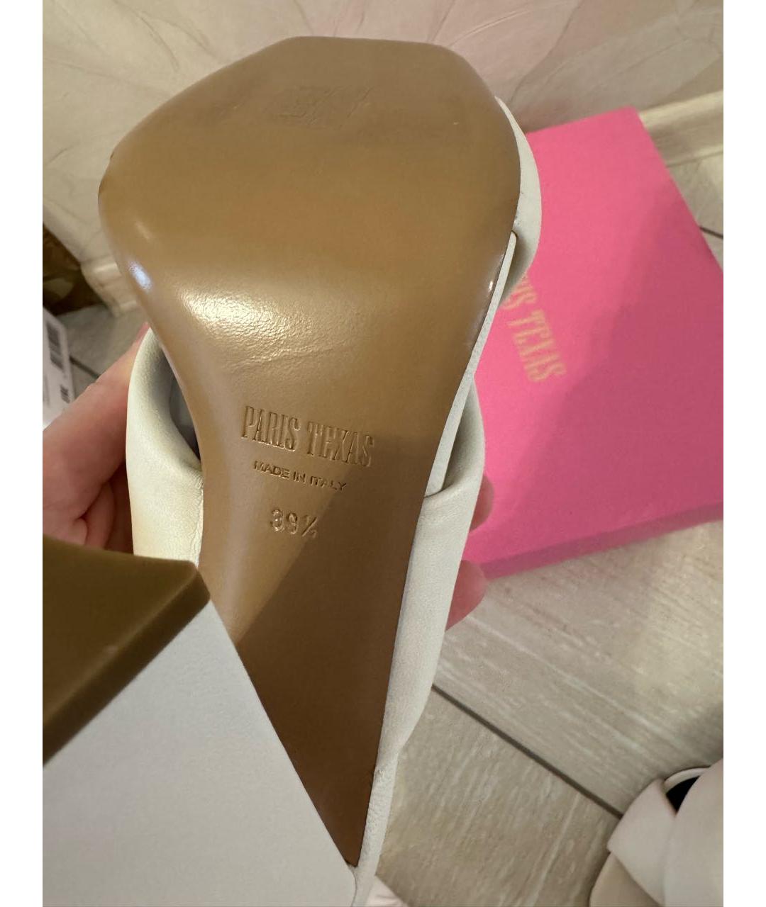 PARIS TEXAS Белые кожаные сабо, фото 5