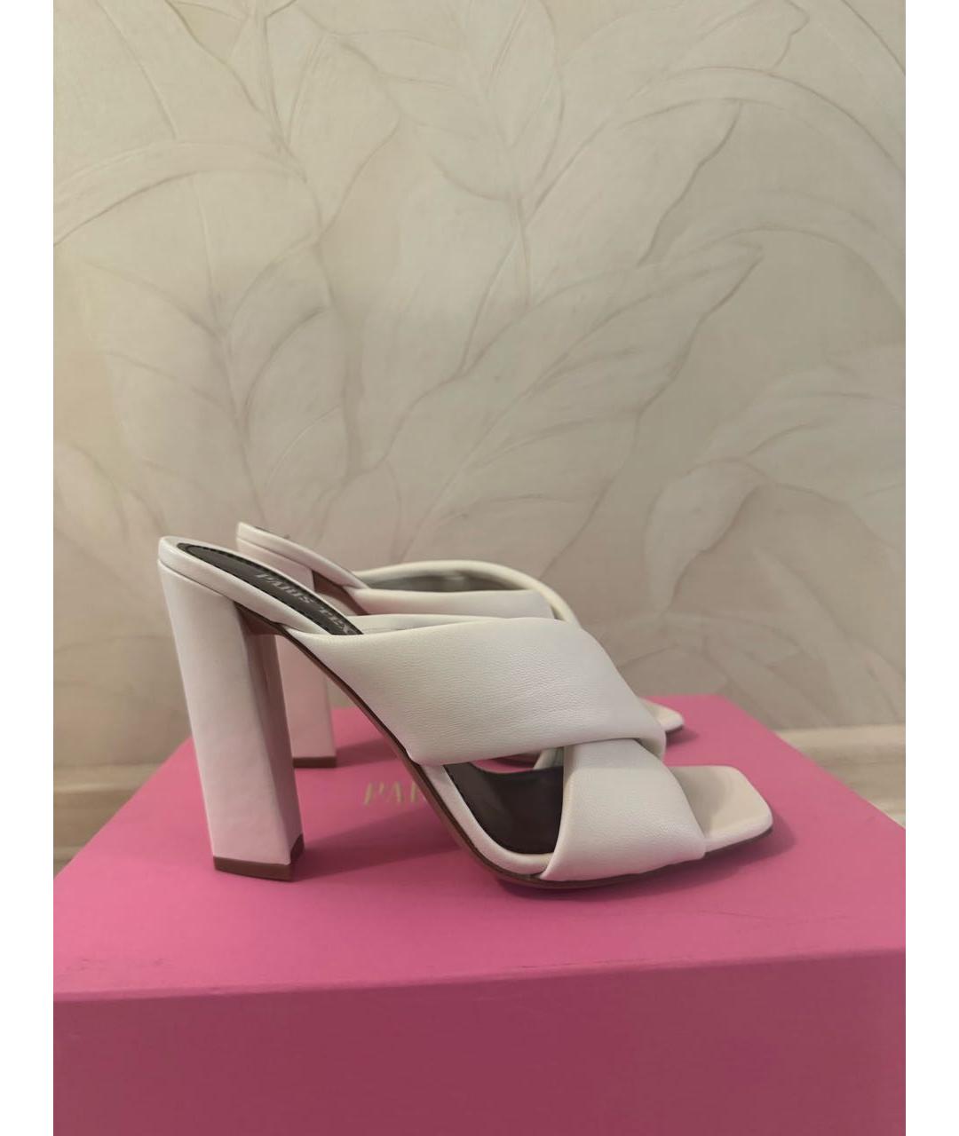 PARIS TEXAS Белые кожаные сабо, фото 7