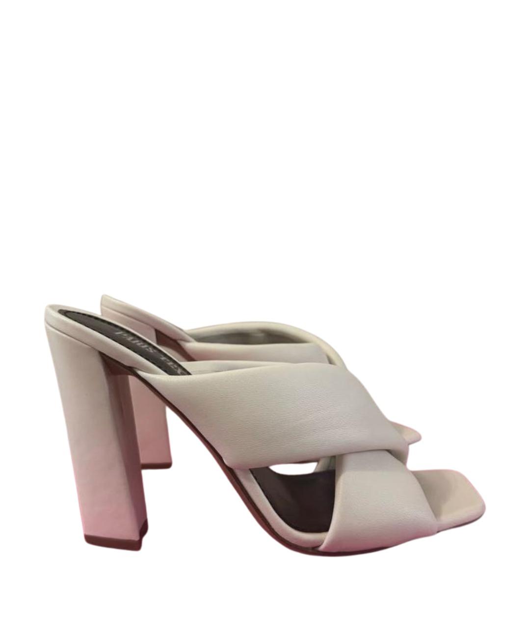 PARIS TEXAS Белые кожаные сабо, фото 1