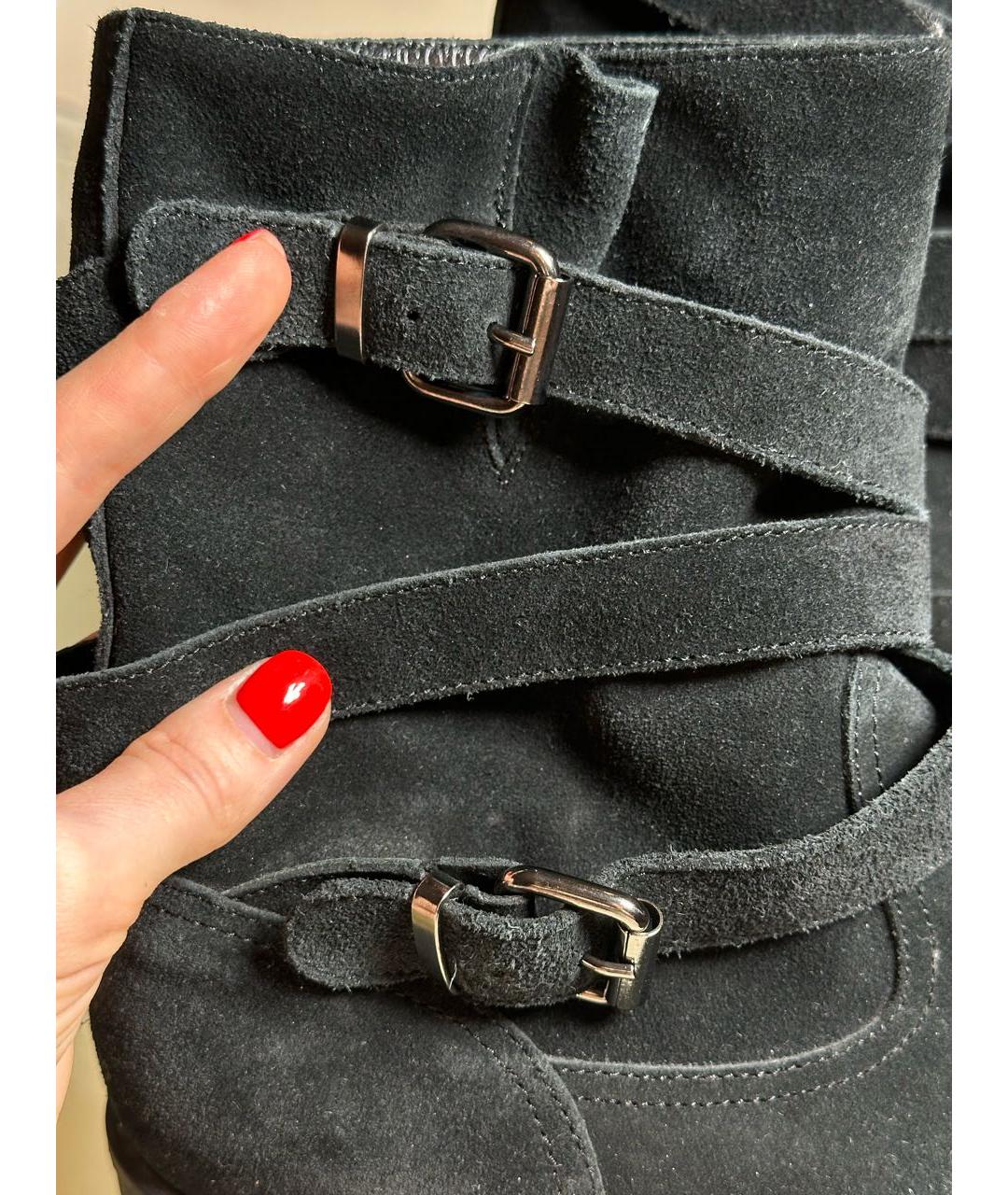 BLUGIRL Черные замшевые полусапоги, фото 5