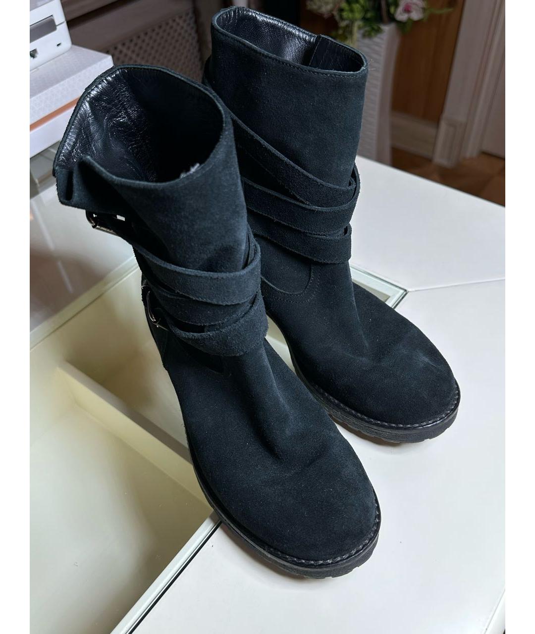 BLUGIRL Черные замшевые полусапоги, фото 8