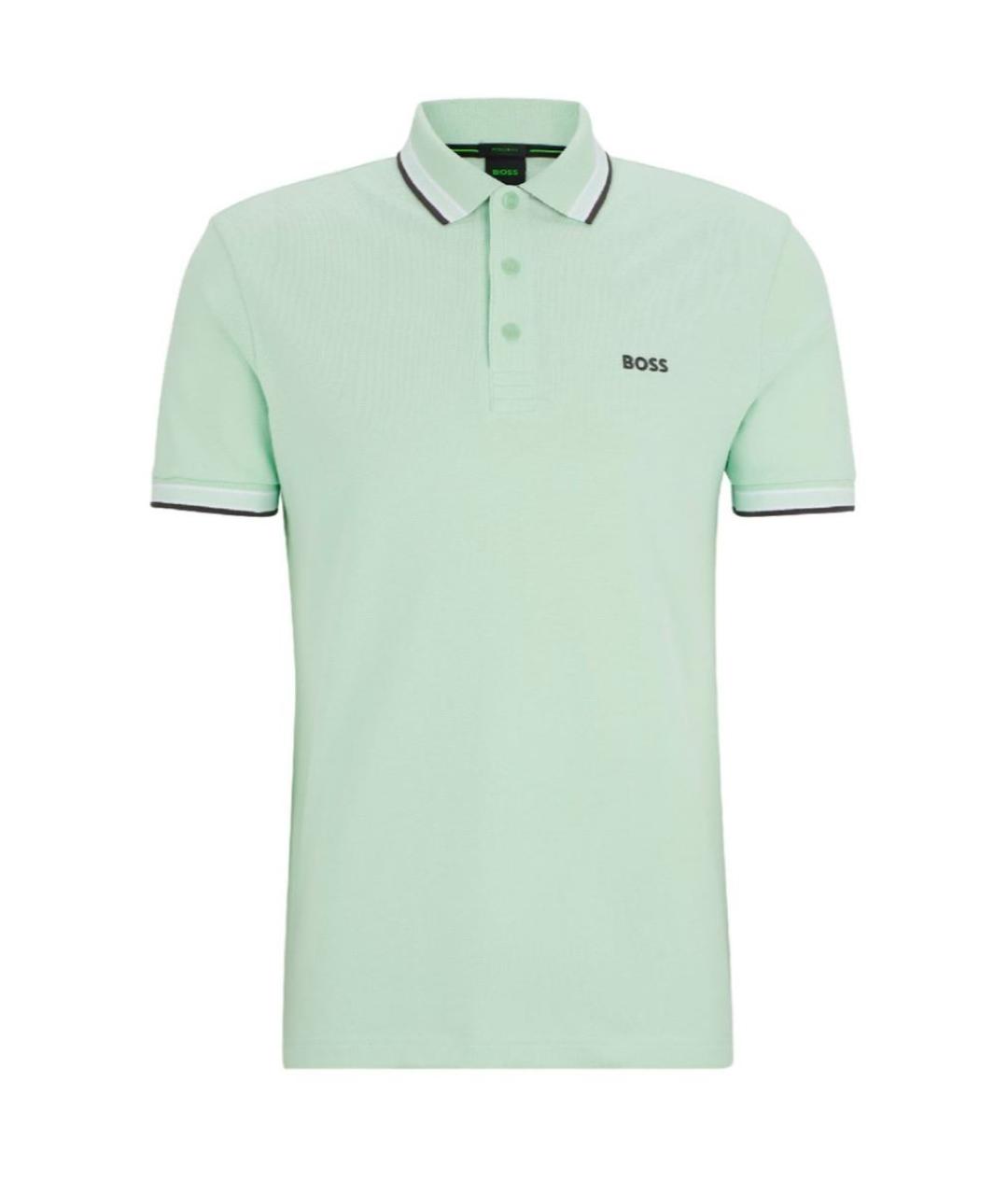 HUGO BOSS Салатовыое хлопковое поло с коротким рукавом, фото 1