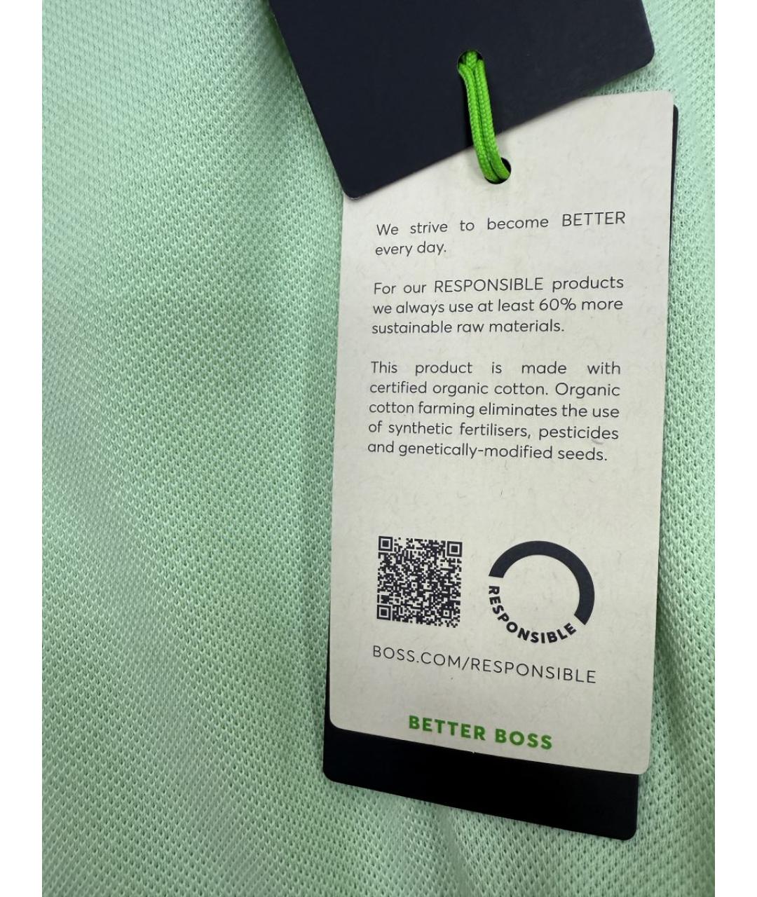 HUGO BOSS Салатовыое хлопковое поло с коротким рукавом, фото 6