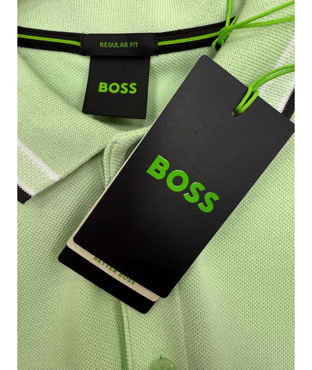 HUGO BOSS Салатовыое хлопковое поло с коротким рукавом, фото 4