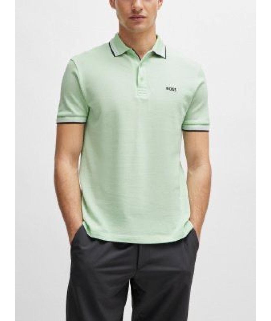 HUGO BOSS Салатовыое хлопковое поло с коротким рукавом, фото 9
