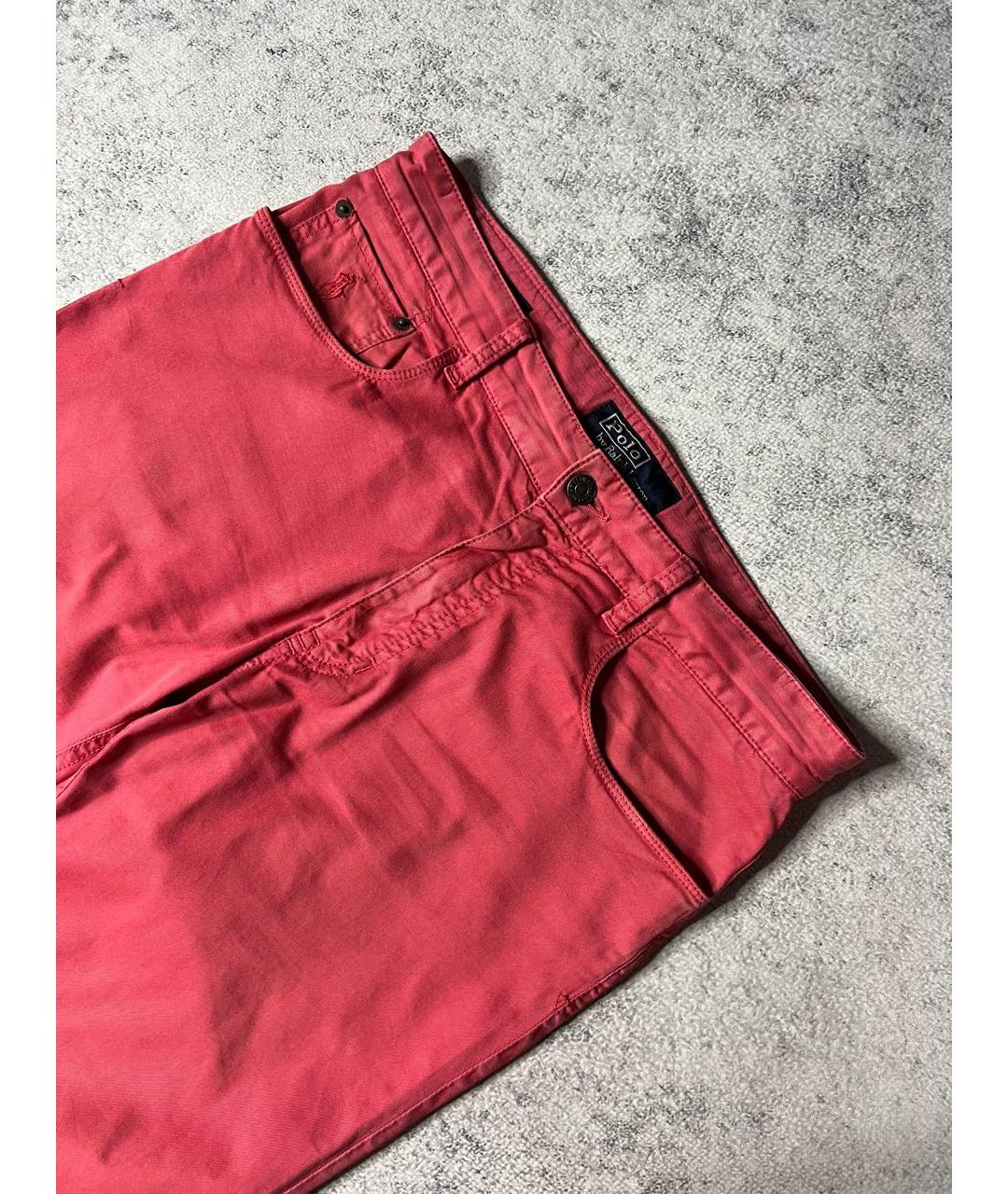 RALPH LAUREN Розовые хлопко-эластановые брюки чинос, фото 2