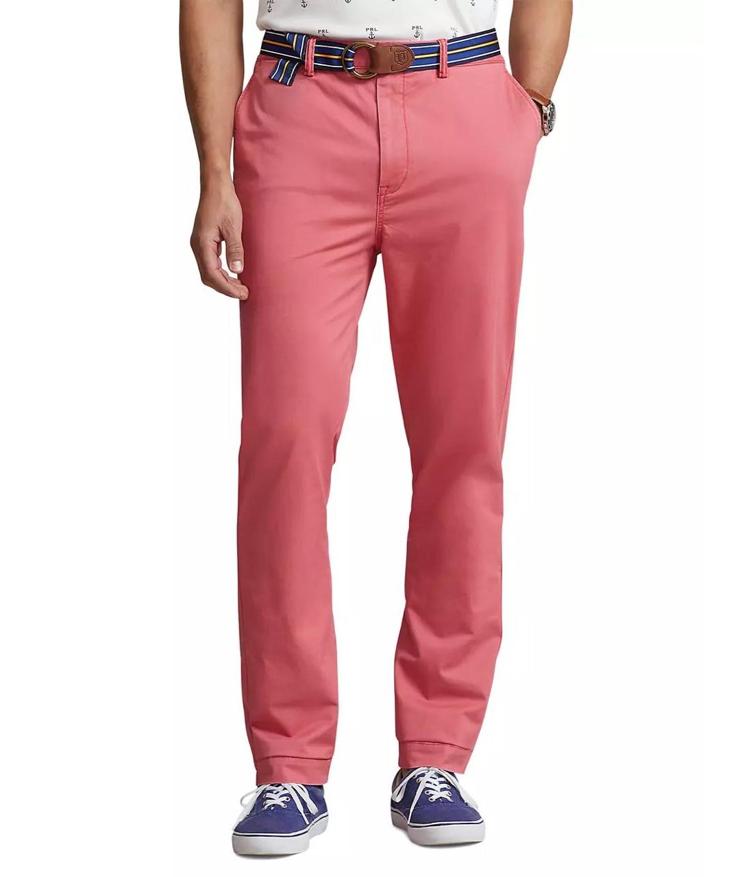 RALPH LAUREN Розовые хлопко-эластановые брюки чинос, фото 8