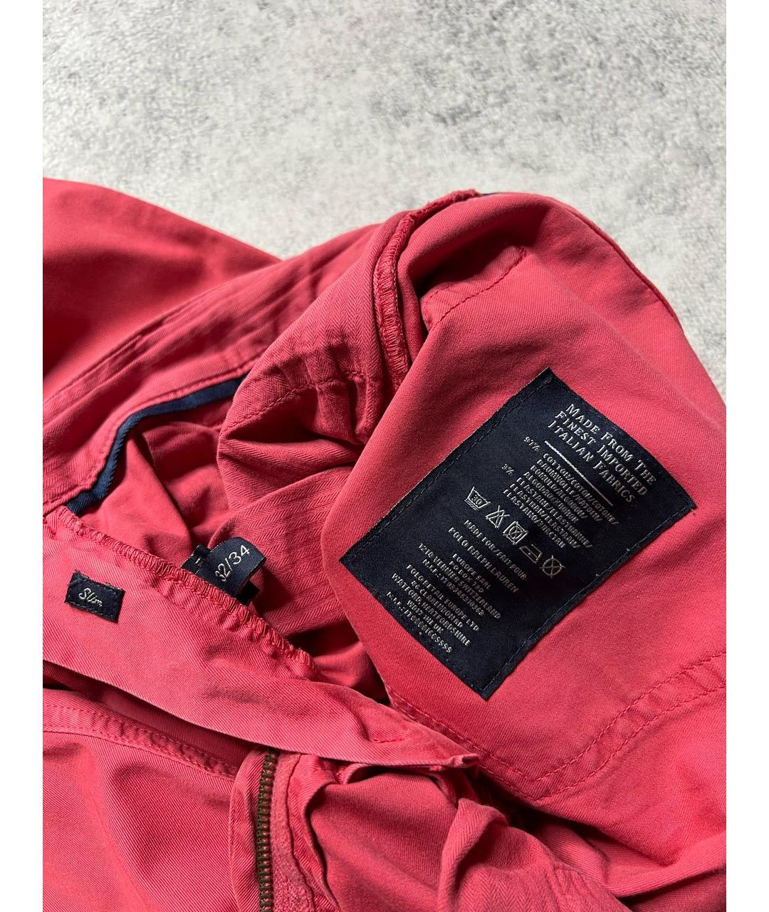 RALPH LAUREN Розовые хлопко-эластановые брюки чинос, фото 6