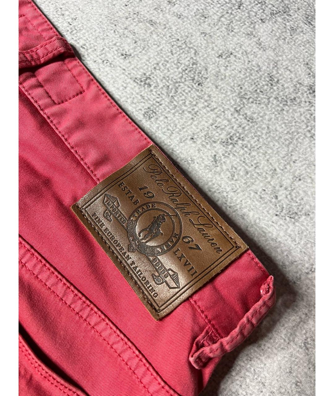 RALPH LAUREN Розовые хлопко-эластановые брюки чинос, фото 7