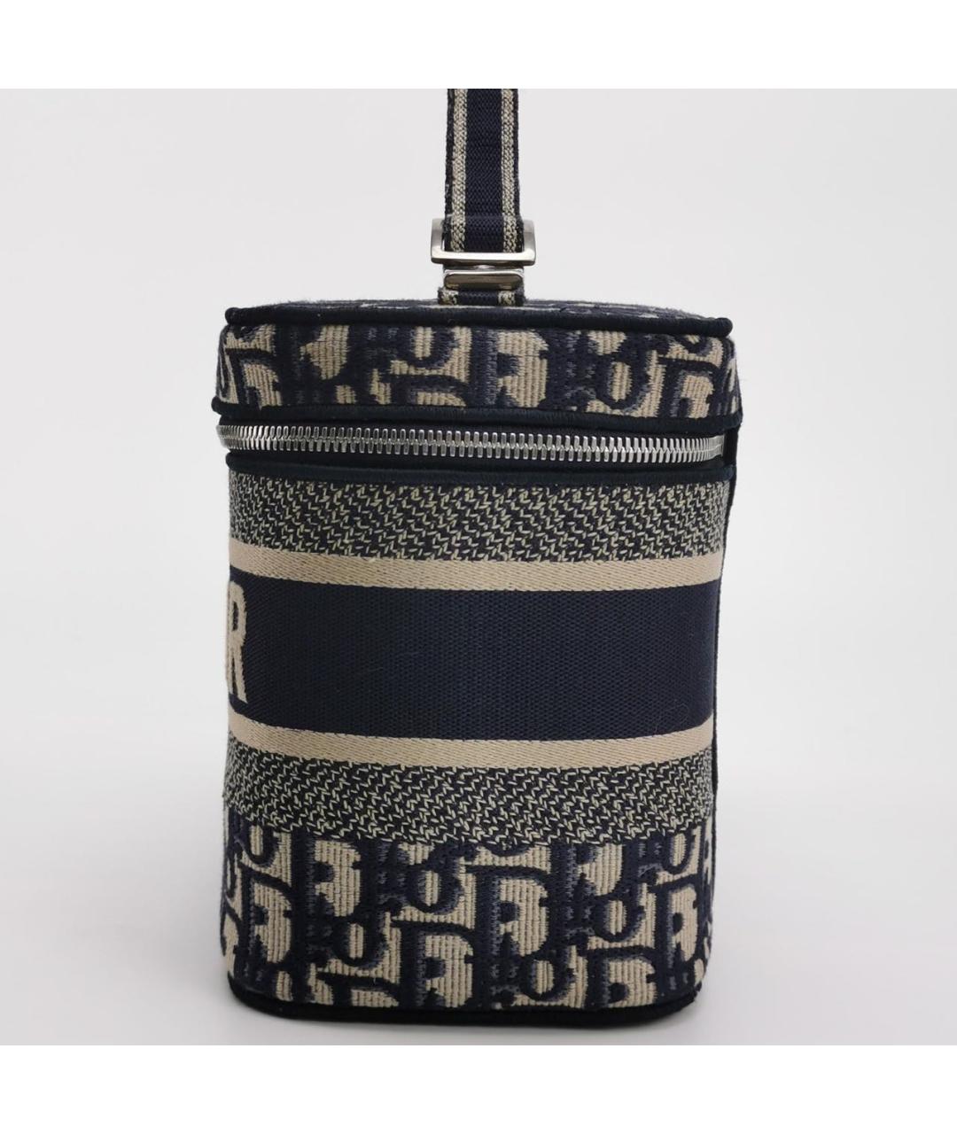 CHRISTIAN DIOR Темно-синяя жаккардовая сумка с короткими ручками, фото 2