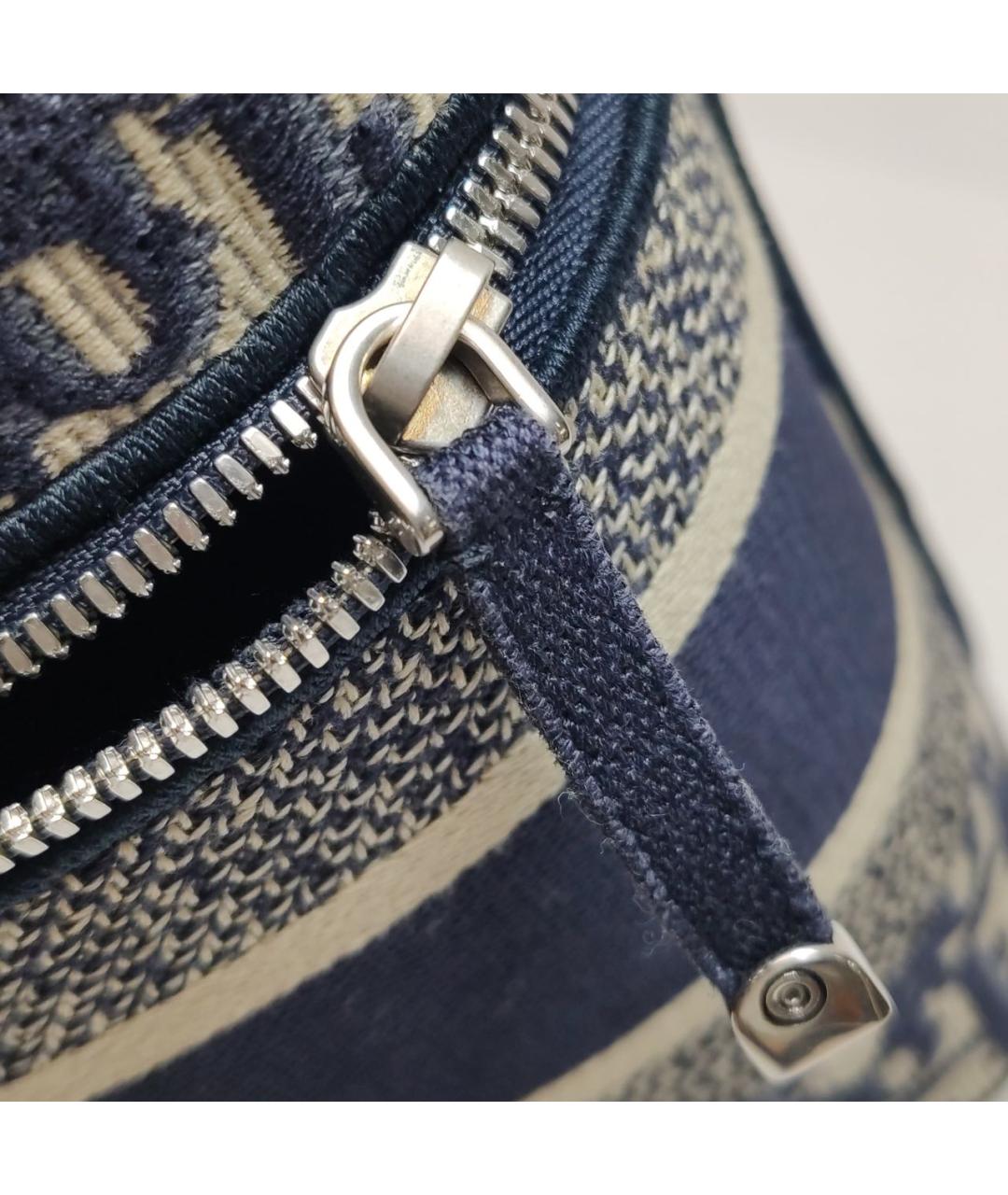 CHRISTIAN DIOR Темно-синяя жаккардовая сумка с короткими ручками, фото 6