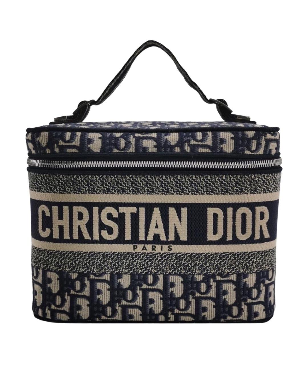 CHRISTIAN DIOR Темно-синяя жаккардовая сумка с короткими ручками, фото 1