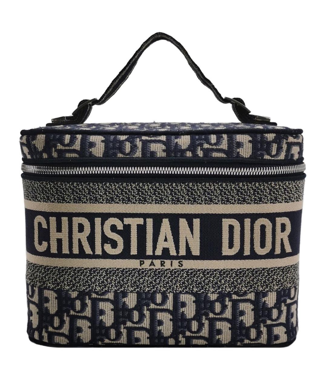 CHRISTIAN DIOR Темно-синяя жаккардовая сумка с короткими ручками, фото 9