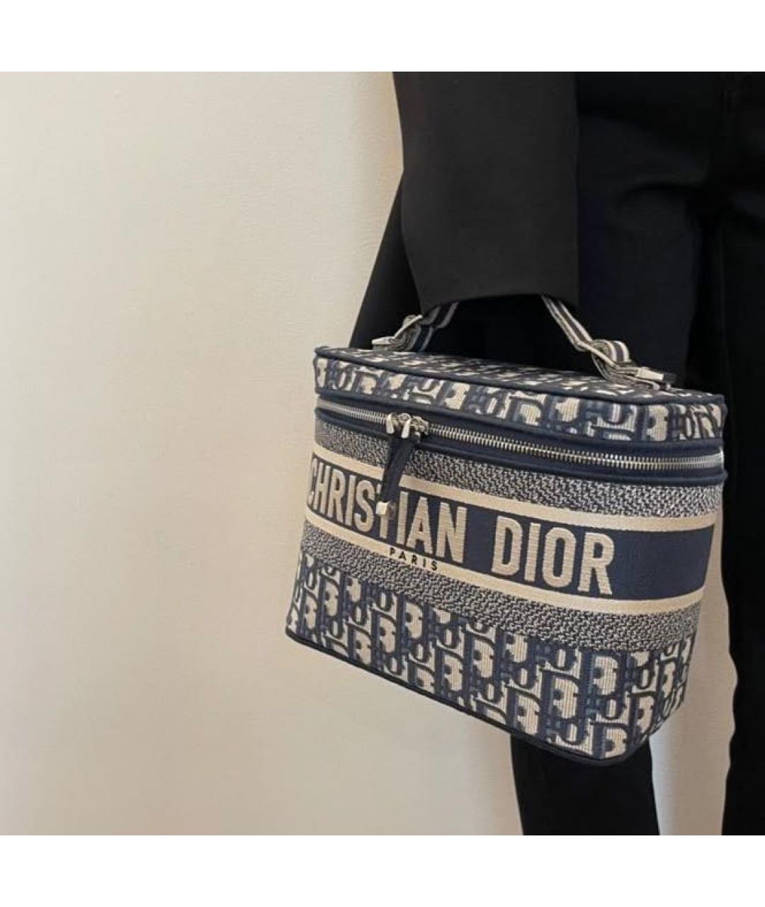 CHRISTIAN DIOR Темно-синяя жаккардовая сумка с короткими ручками, фото 8