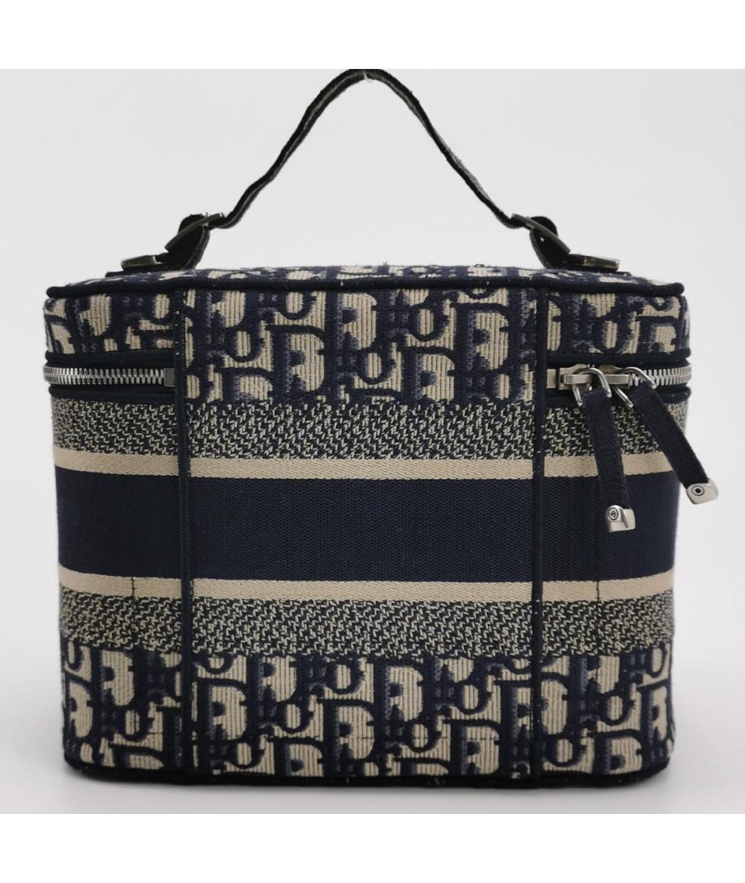 CHRISTIAN DIOR Темно-синяя жаккардовая сумка с короткими ручками, фото 3
