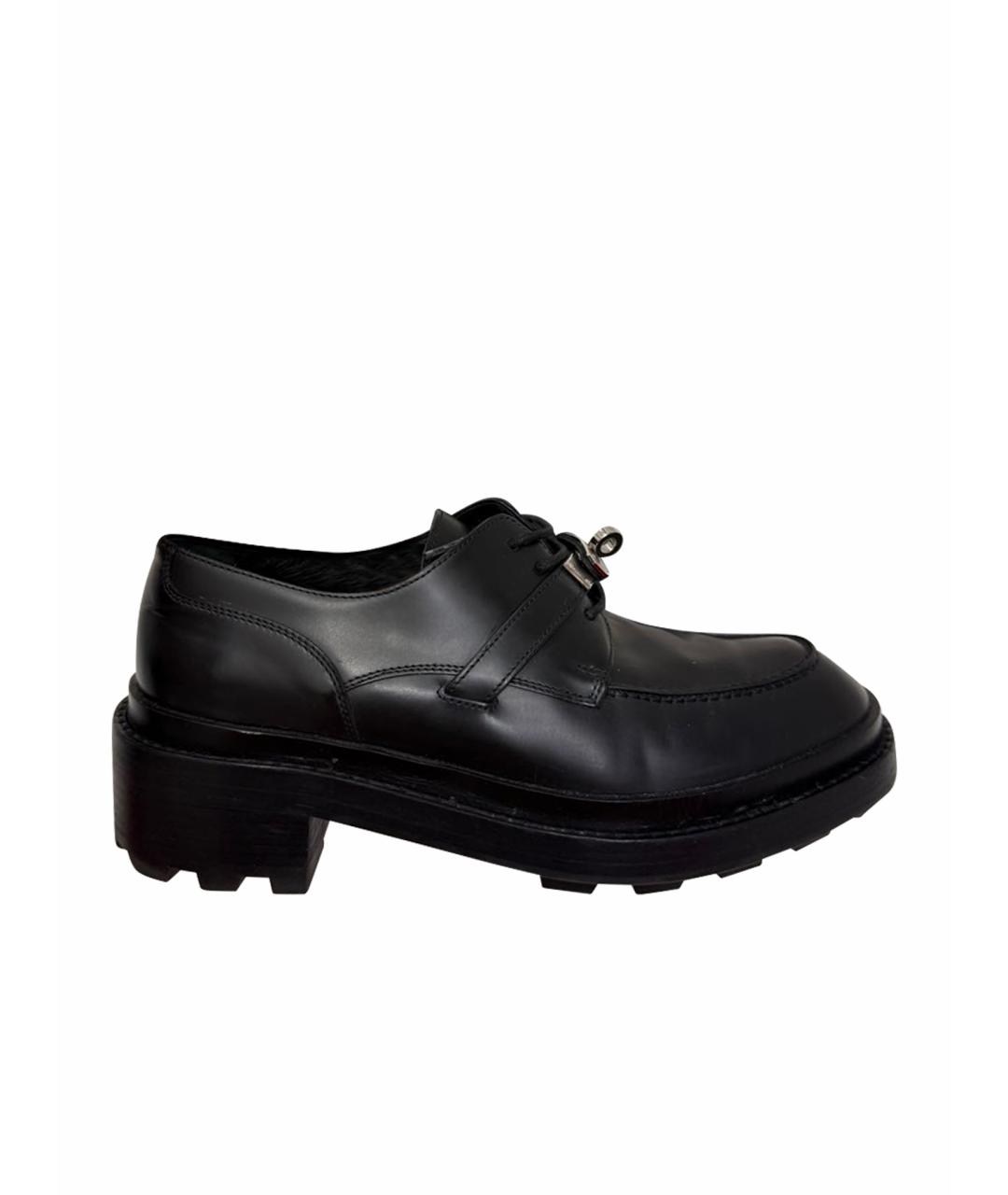 HERMES Черные кожаные ботинки, фото 1