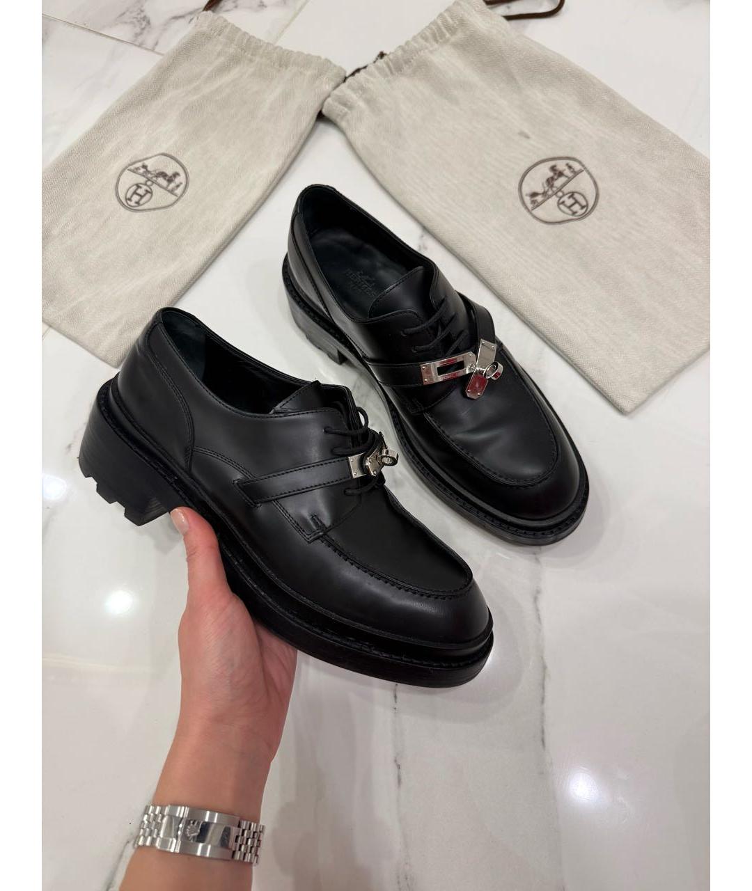 HERMES Черные кожаные ботинки, фото 2