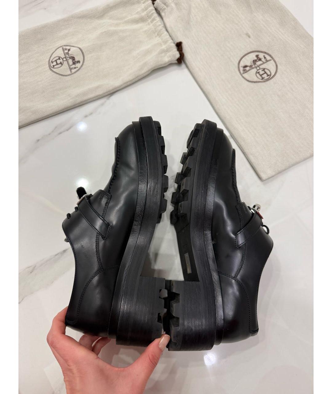 HERMES Черные кожаные ботинки, фото 6