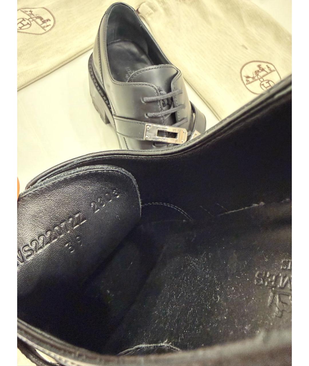 HERMES Черные кожаные ботинки, фото 7