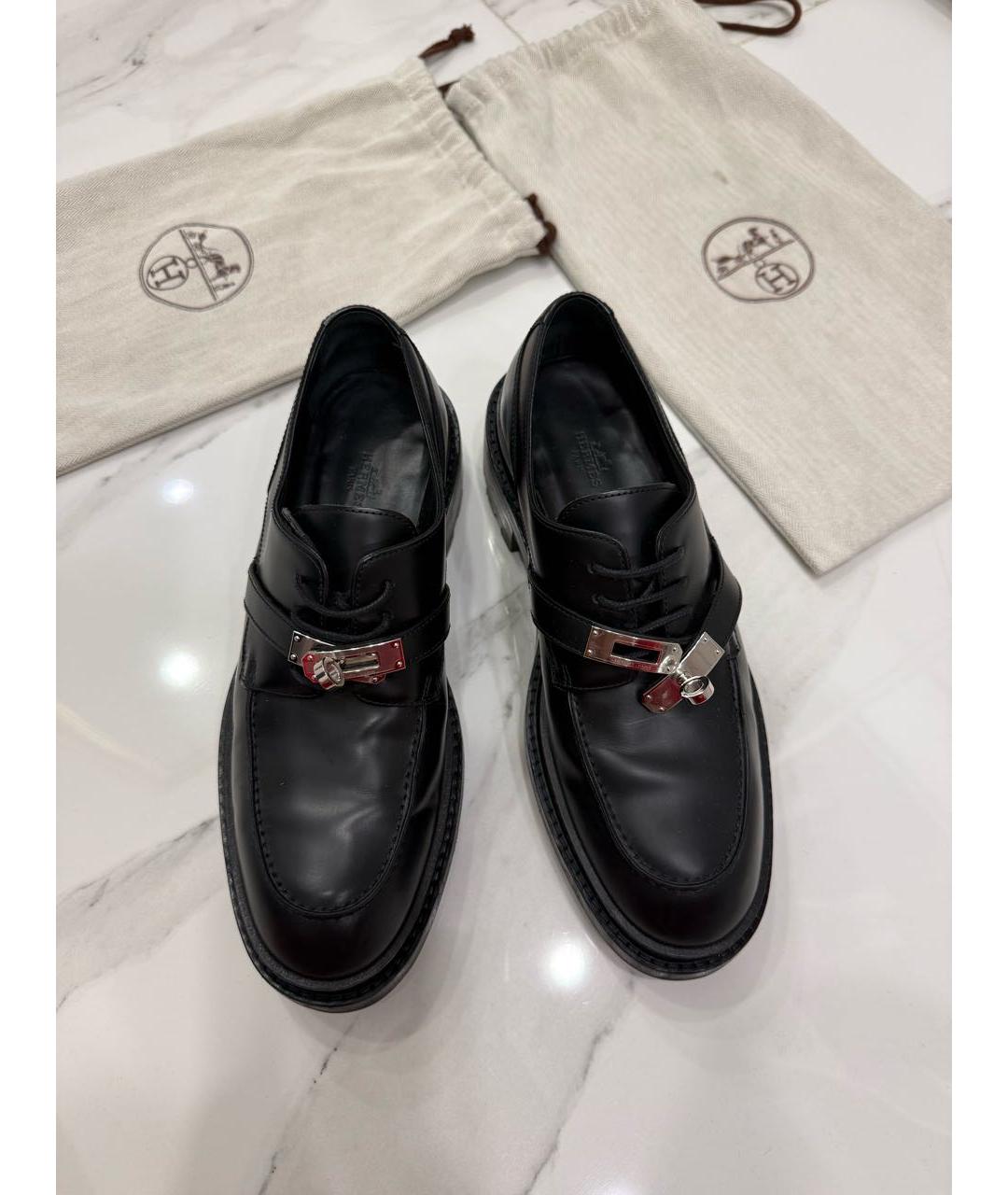 HERMES Черные кожаные ботинки, фото 3