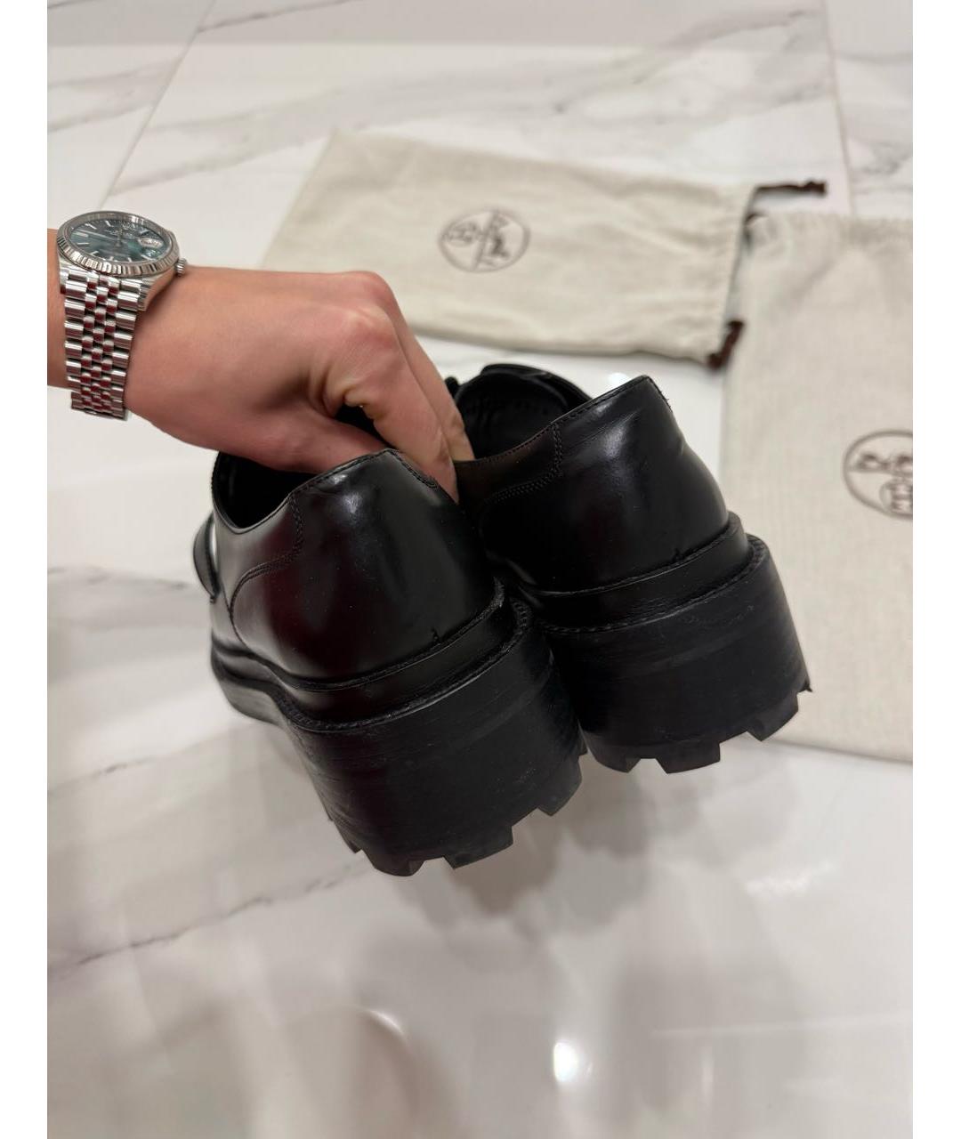 HERMES Черные кожаные ботинки, фото 5