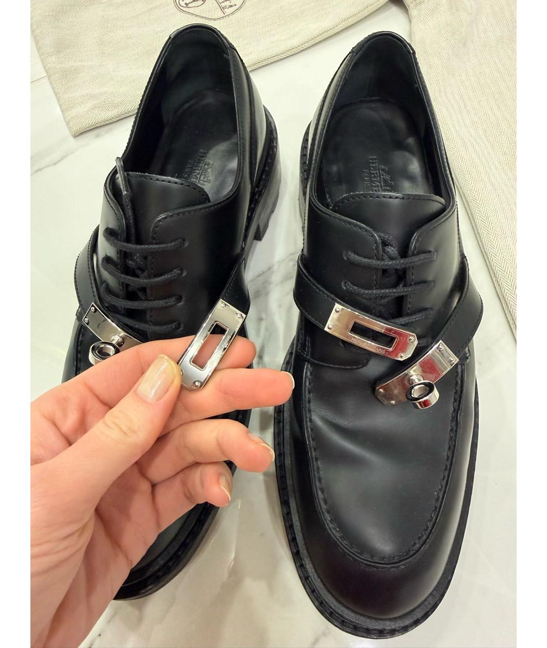 HERMES Черные кожаные ботинки, фото 4