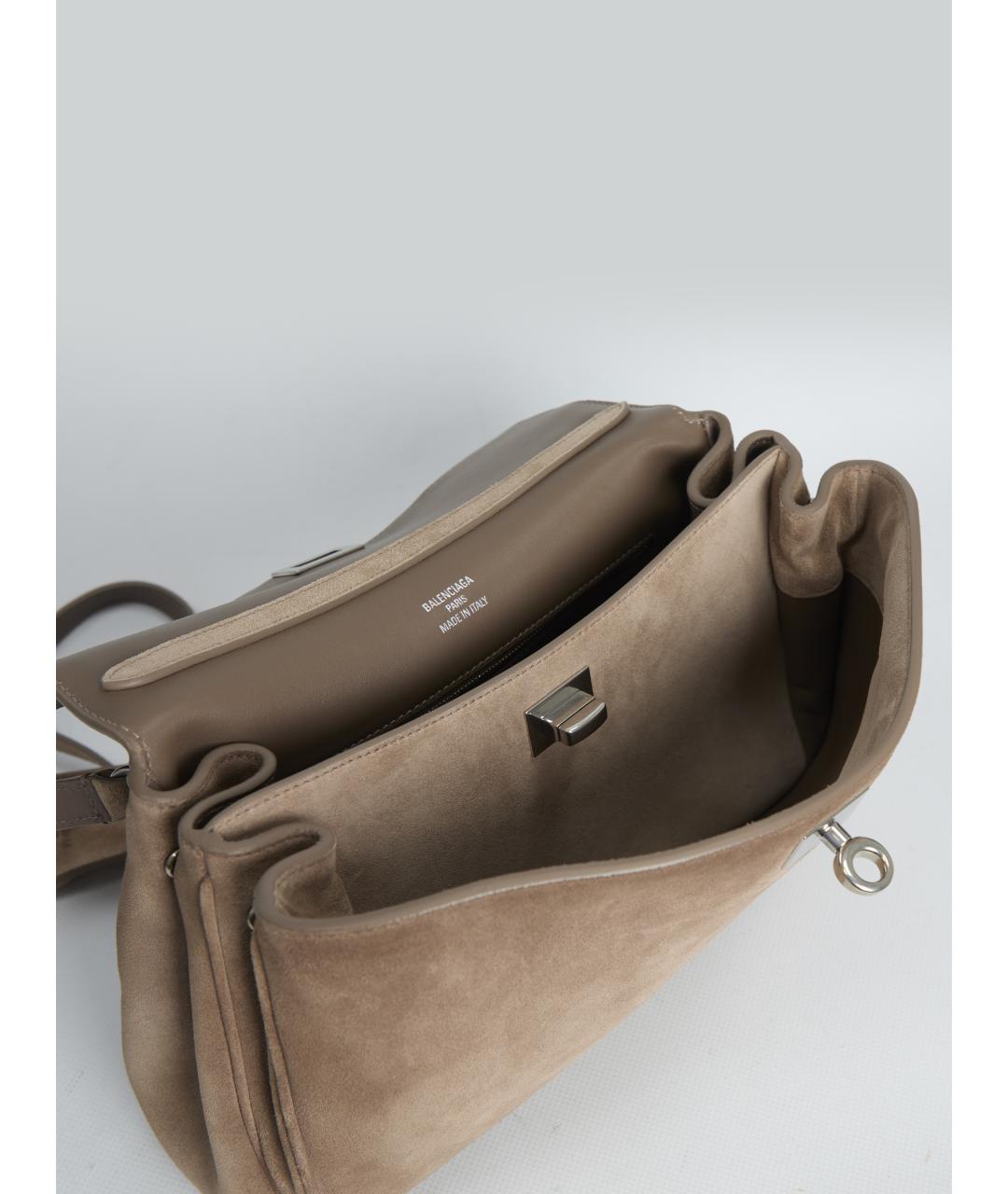 BALENCIAGA Бежевая кожаная сумка тоут, фото 3