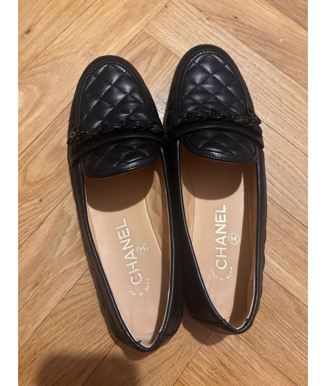 CHANEL Черные кожаные лоферы, фото 3