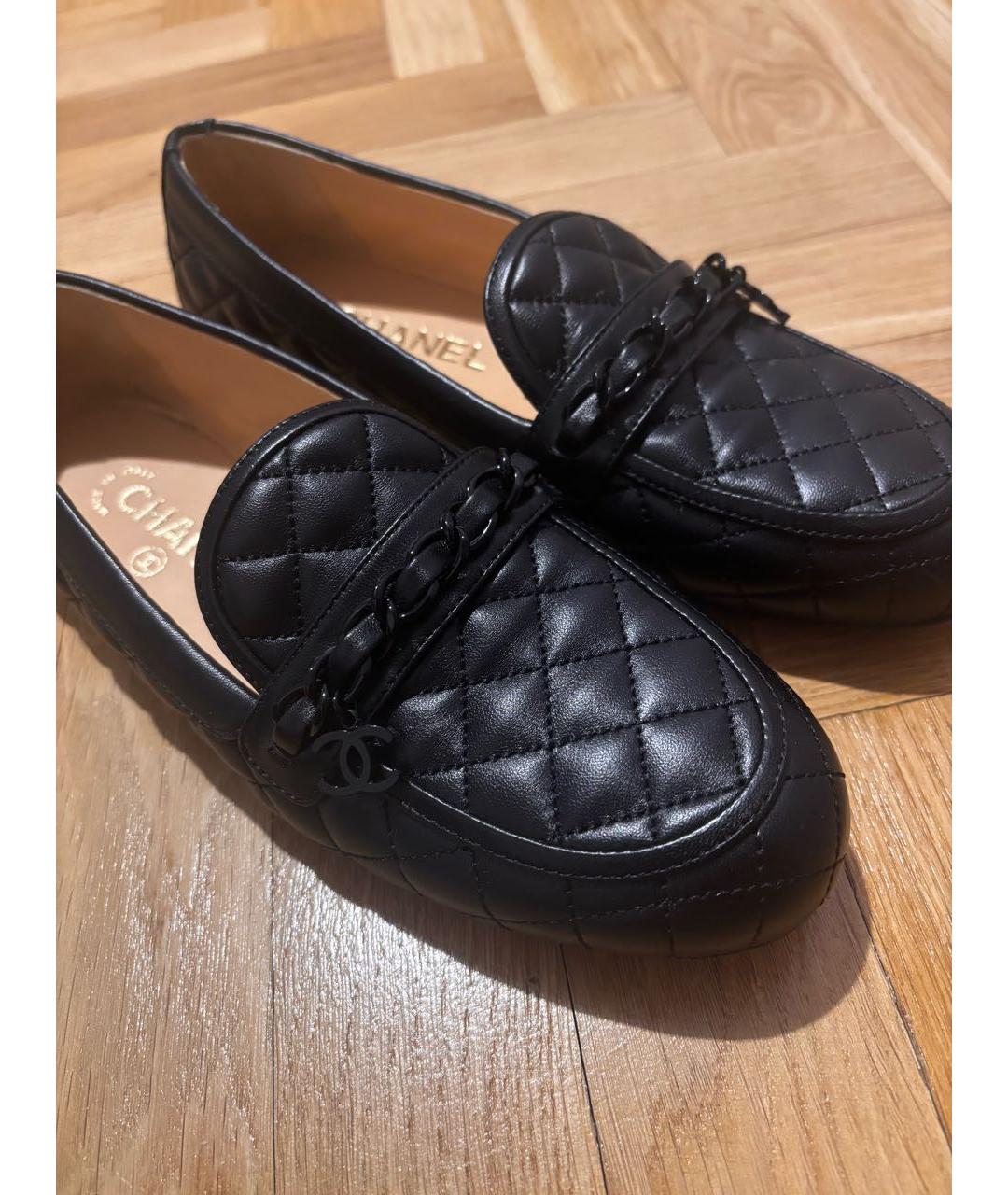 CHANEL Черные кожаные лоферы, фото 6
