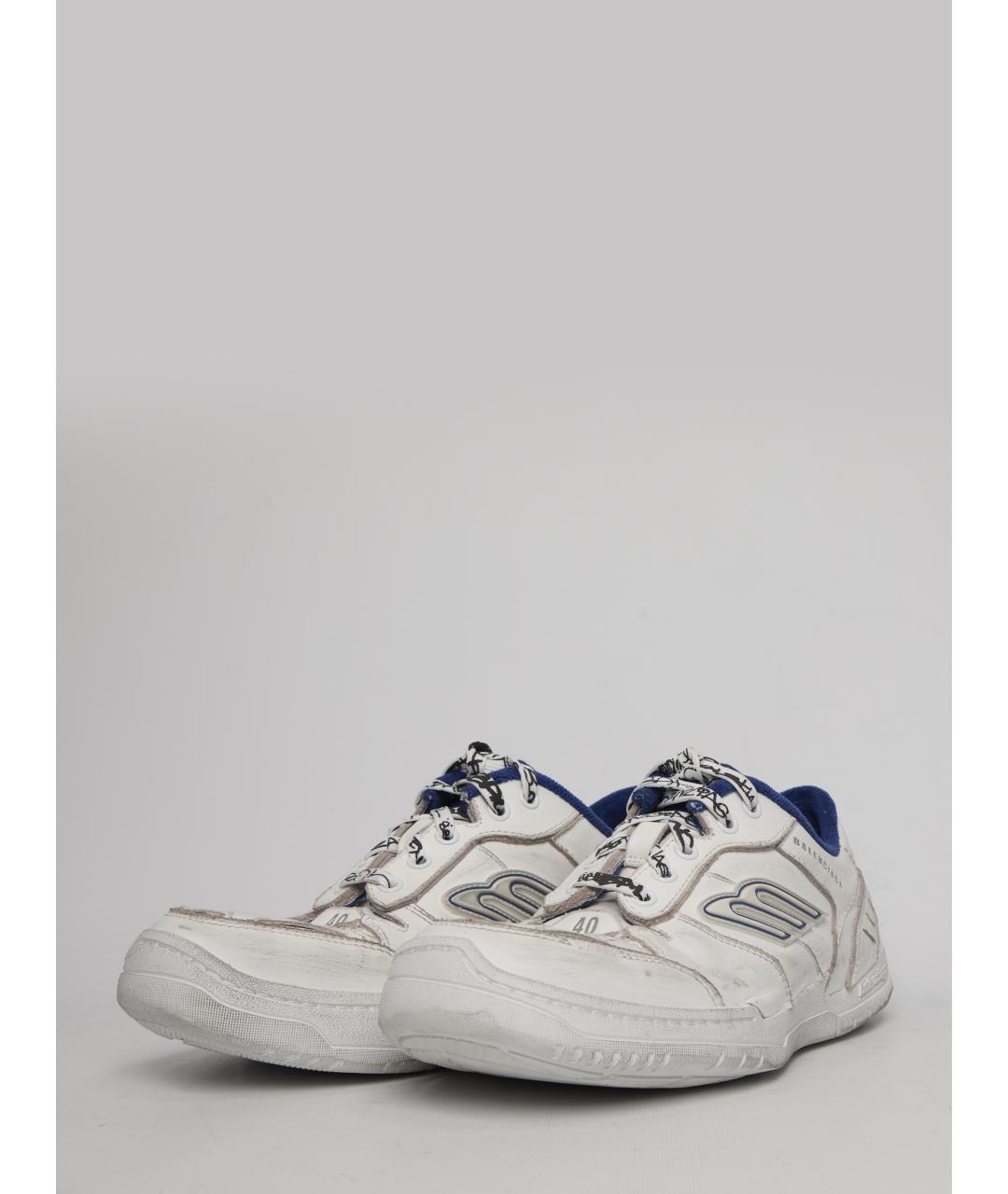 BALENCIAGA Белые кожаные низкие кроссовки / кеды, фото 2