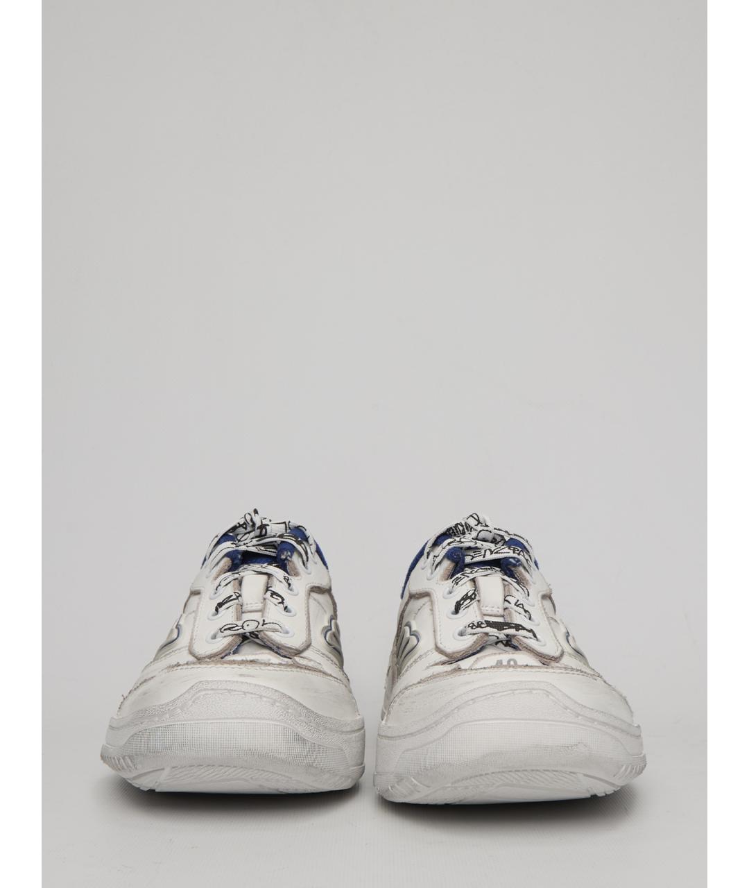 BALENCIAGA Белые кожаные низкие кроссовки / кеды, фото 5