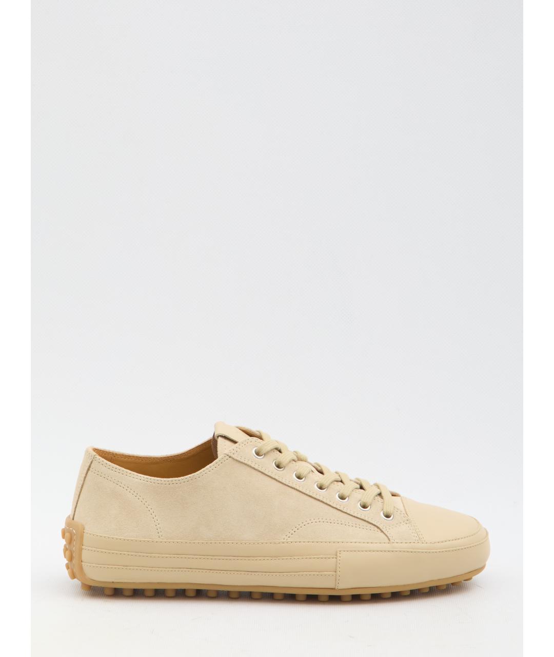 TOD'S Бежевые замшевые низкие кроссовки / кеды, фото 6