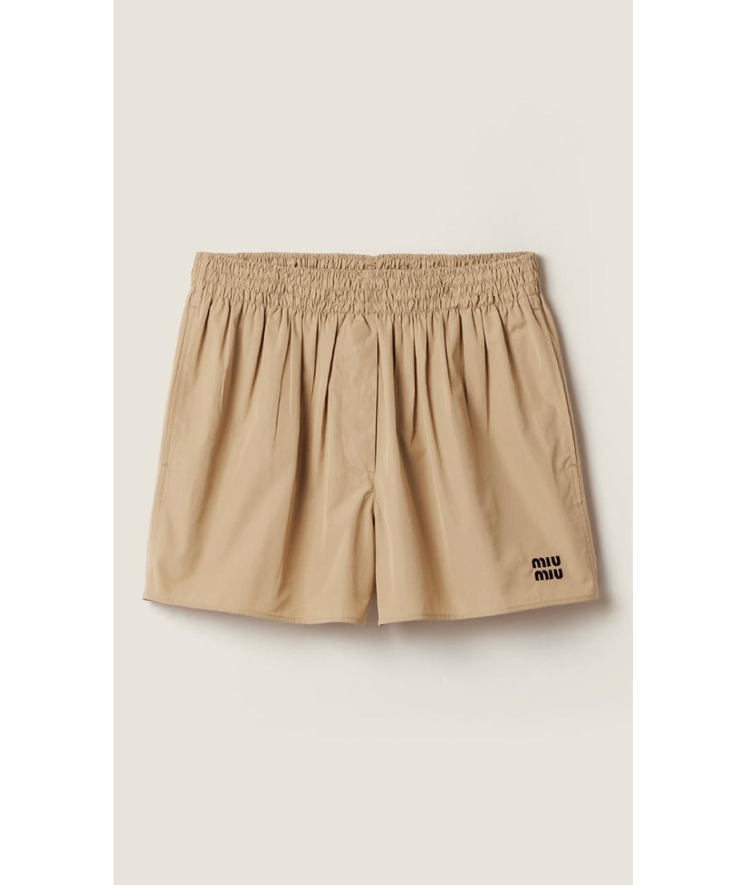 MIU MIU Бежевые хлопковые шорты, фото 6