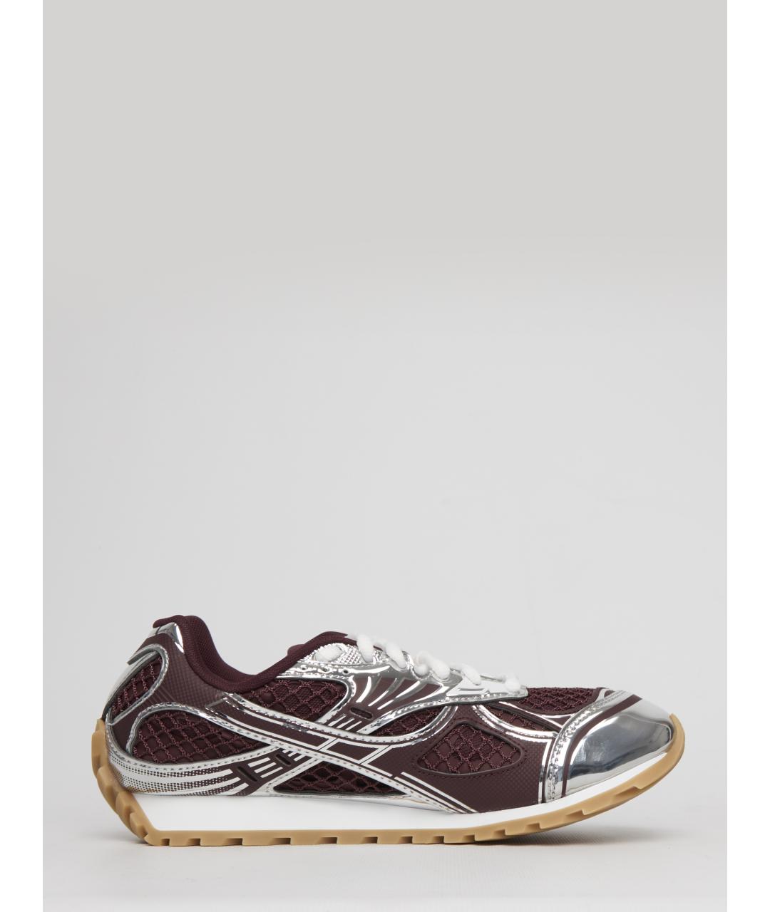 BOTTEGA VENETA Бордовые текстильные низкие кроссовки / кеды, фото 6