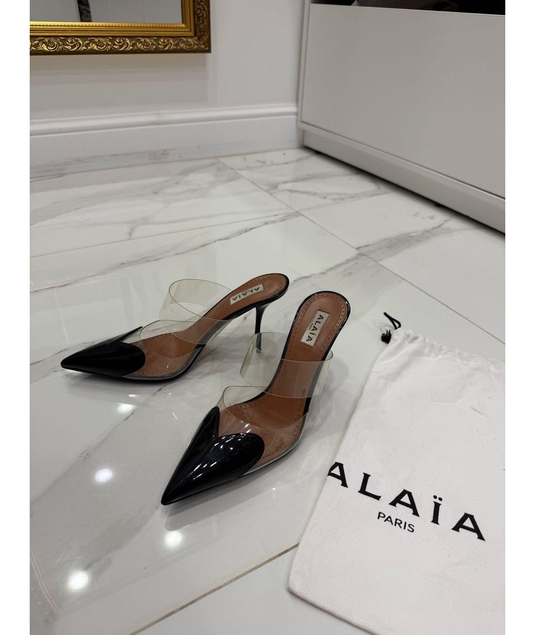 ALAIA Черные мюли из лакированной кожи, фото 8