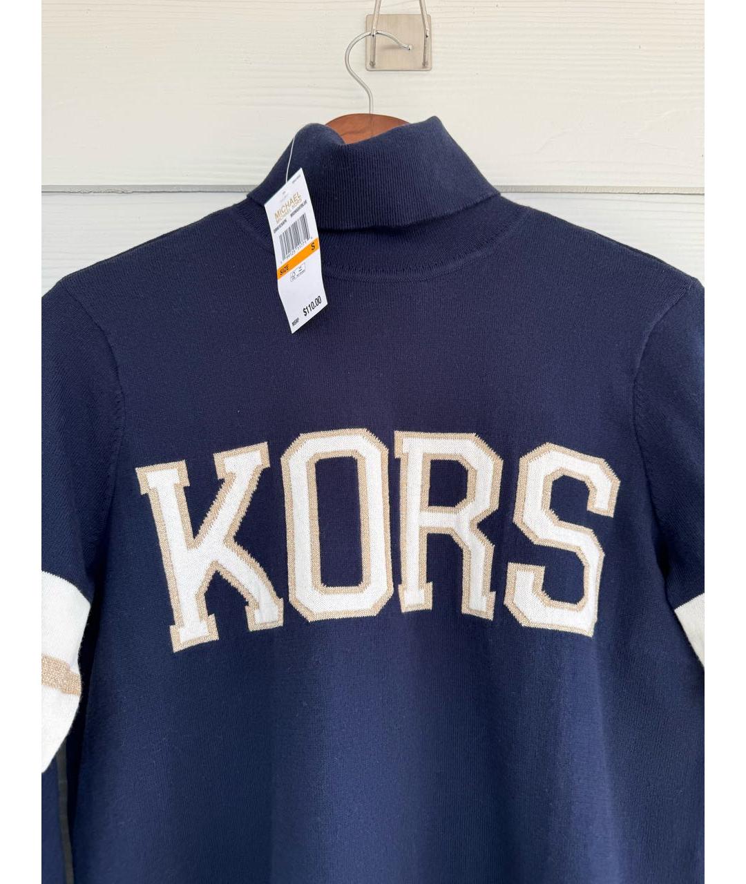 MICHAEL KORS Темно-синяя хлопковая водолазка, фото 2