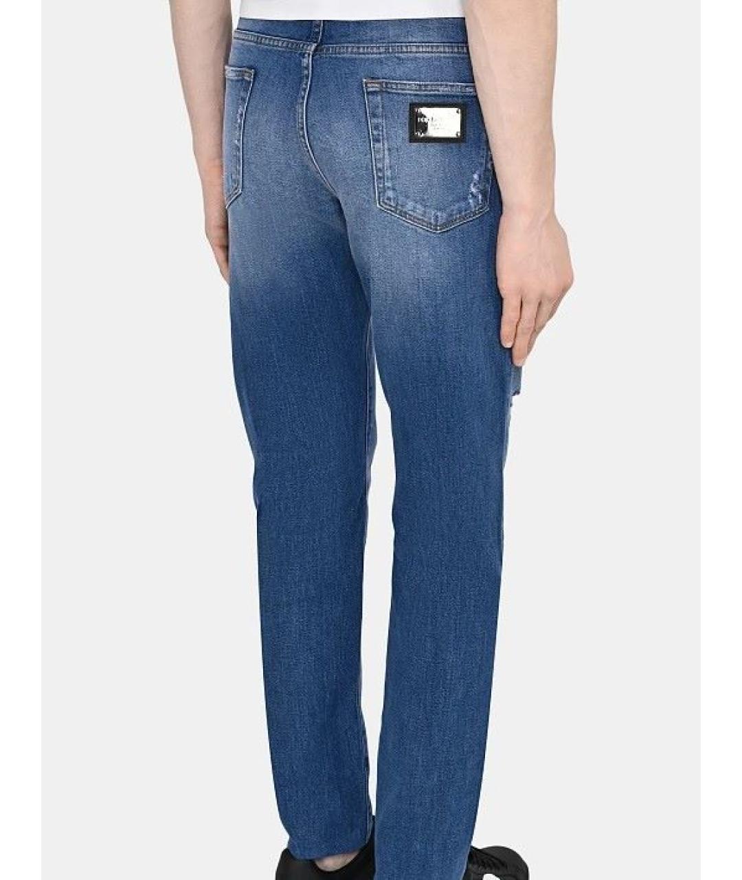 DOLCE&GABBANA Голубые хлопковые прямые джинсы, фото 7