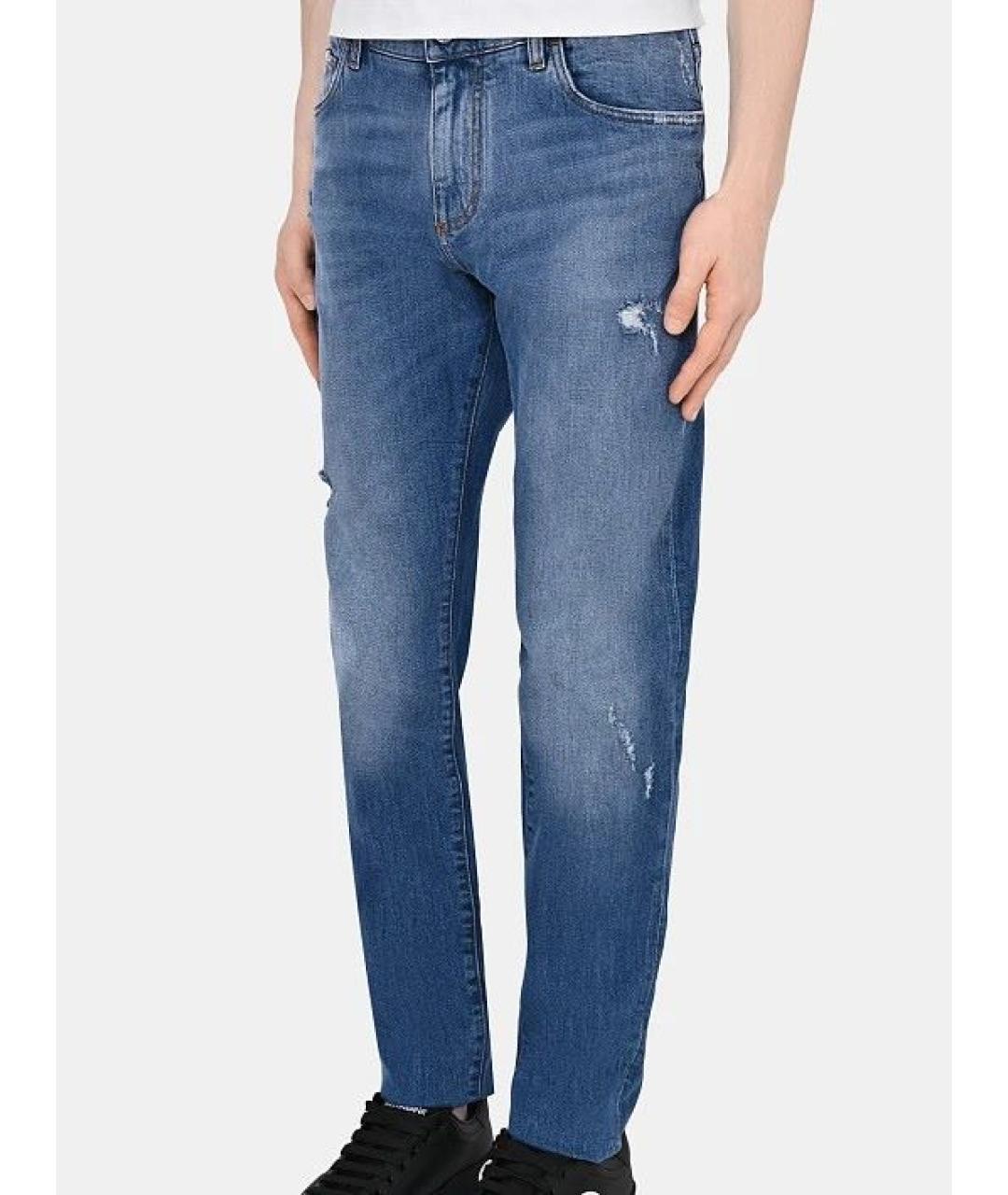 DOLCE&GABBANA Голубые хлопковые прямые джинсы, фото 6