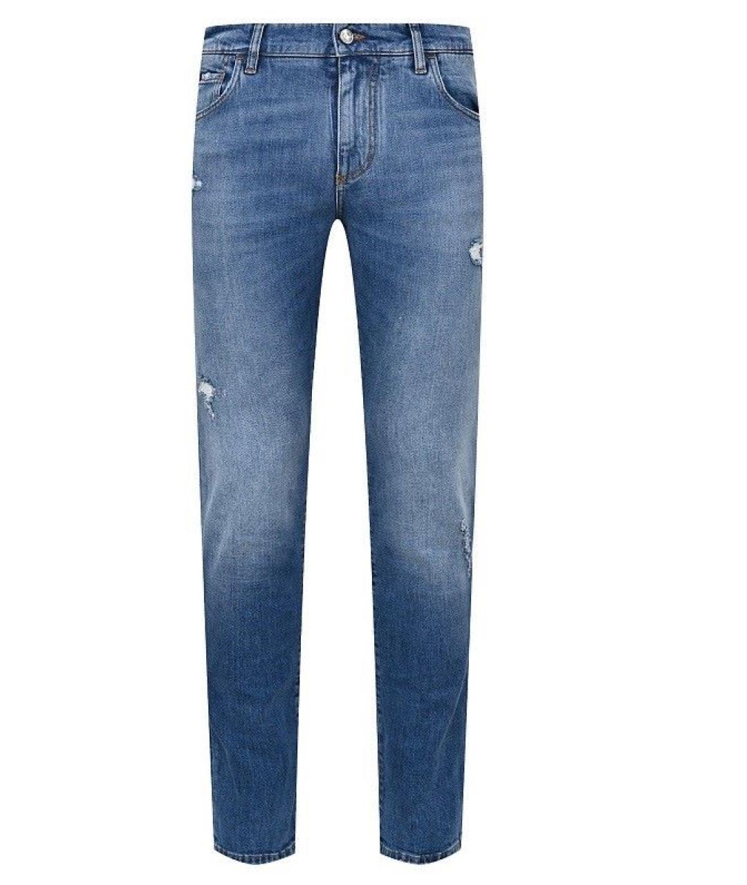 DOLCE&GABBANA Голубые хлопковые прямые джинсы, фото 1