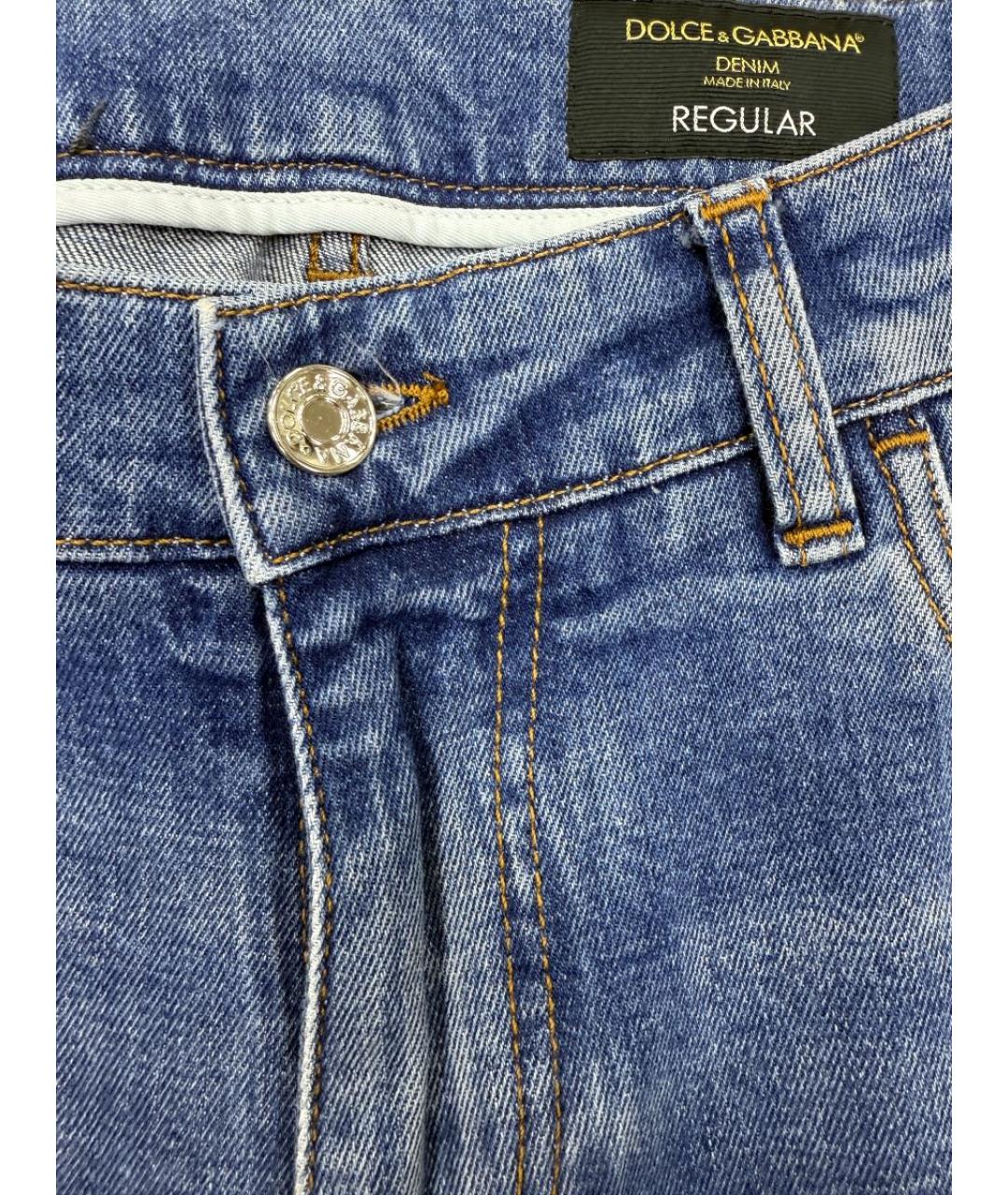DOLCE&GABBANA Голубые хлопковые прямые джинсы, фото 5