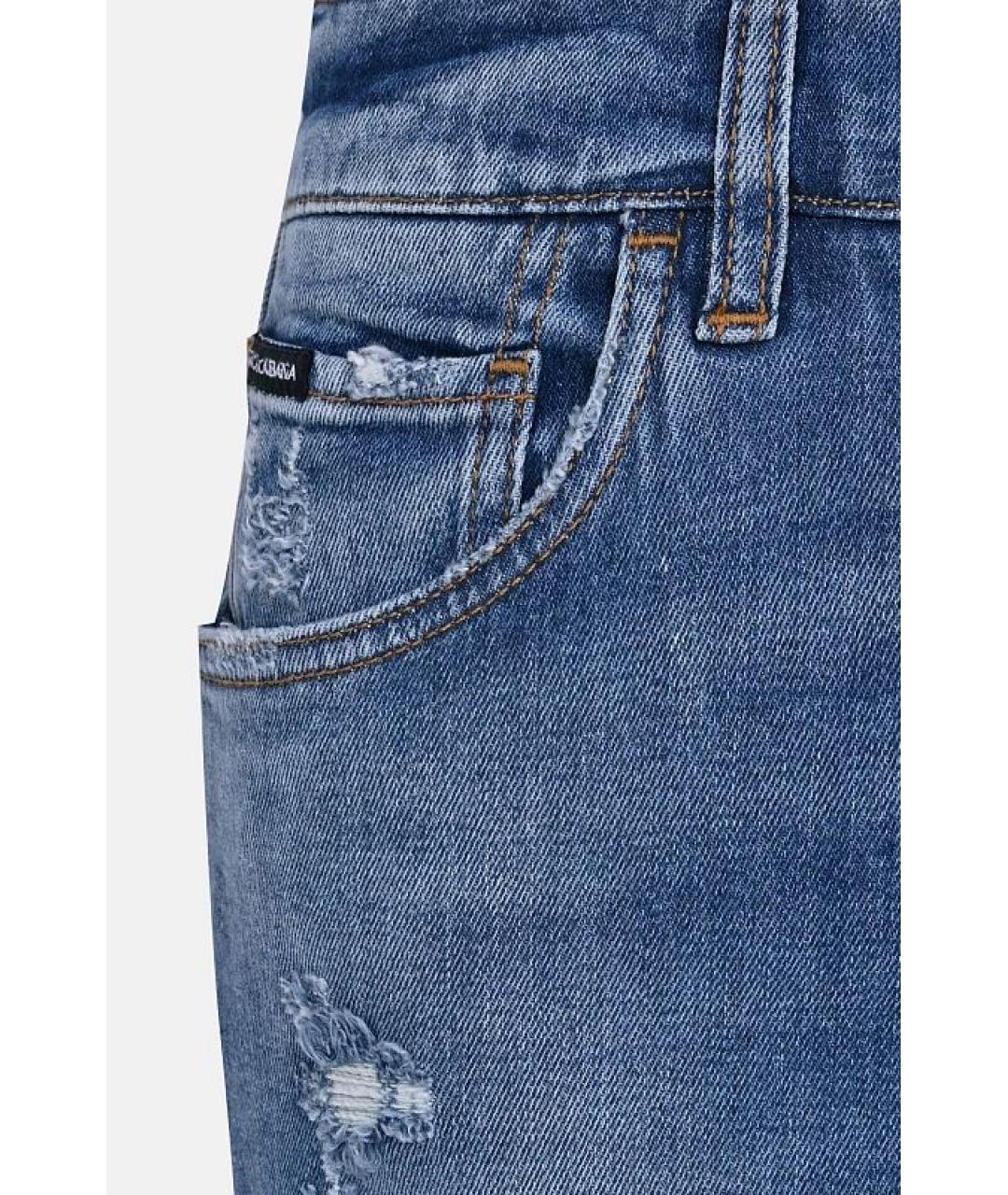 DOLCE&GABBANA Голубые хлопковые прямые джинсы, фото 8
